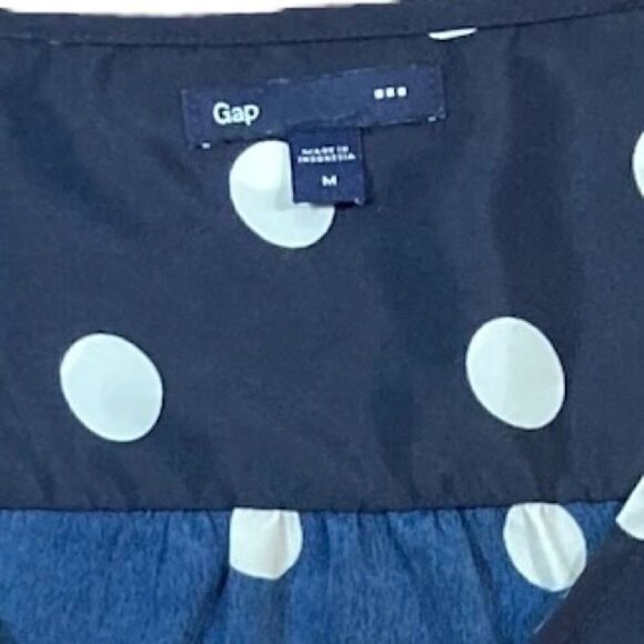 Gap Navy With White Polka Dots Short Sleeve Fit And Flare Dress, Size M - Picture 6 of 6